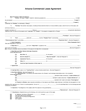 Arizona Commercial Lease Agreement Template - Rental Lease ...