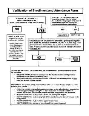 Verification of Enrollment and Attendance Form
