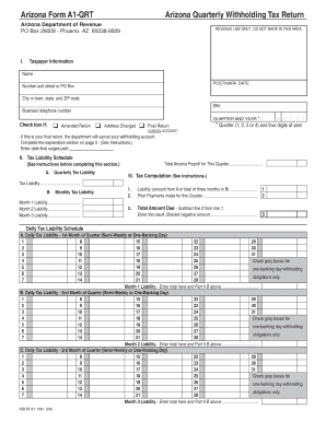 Arizona Quarterly Withholding Tax Return