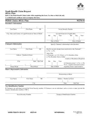 Death Benefit Claim Request Form