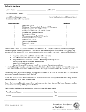Vaccination Refusal Form