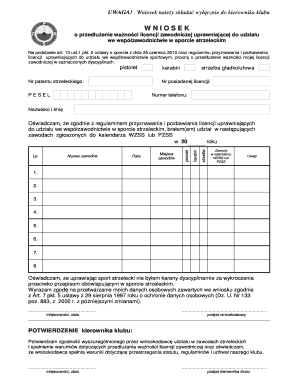 Application for Shooting Sports License Extension