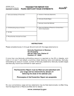 Kentucky Transmitter Report for W-2/K-2 Statements