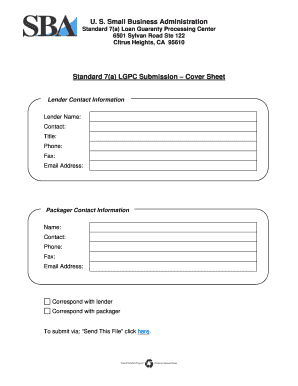 U. S. Small Business Administration Standard 7(a) LGPC ...