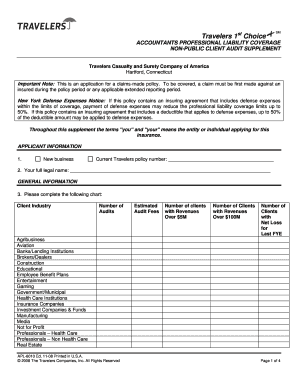Accountants Professional Liability Coverage Application