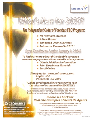 Independent Order of Foresters E&O Enrollment Form