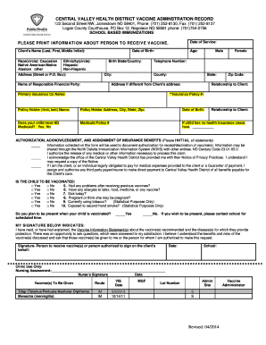North Dakota School Vaccine Authorization Form