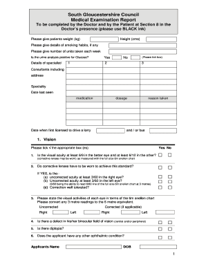 UK Medical Examination Report for Lorry/Bus Drivers
