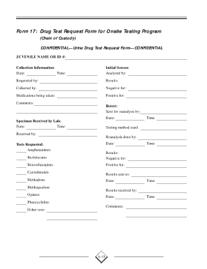 Drug Test Request Form for Onsite Testing Program