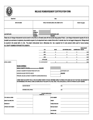 Mileage Reimbursement Certification Form
