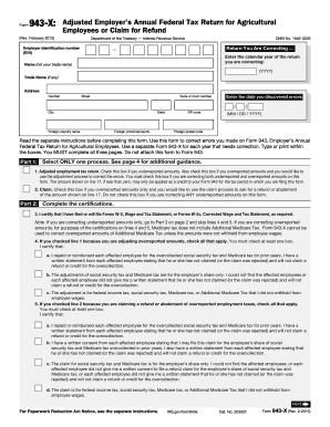 Form 943-X: Adjusted Employer’s Annual Federal Tax Return for Agricultural Employees