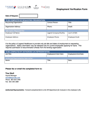 Employment Verification Form