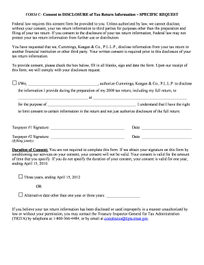 Consent to Disclosure of Tax Return Information