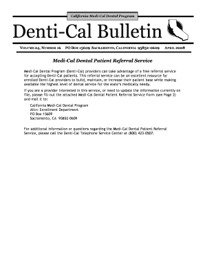 Medi-Cal Dental Patient Referral Service Form