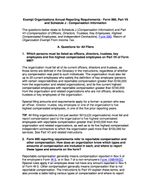 Form 990 Schedule J Compensation Information