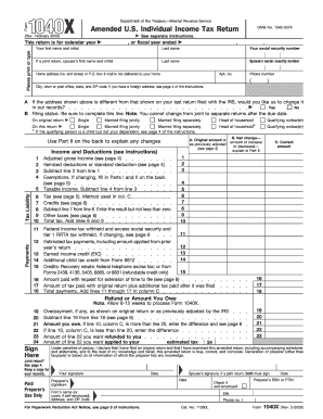 Form 1040X Rev February 2009 Amended US Individual Income Tax Return