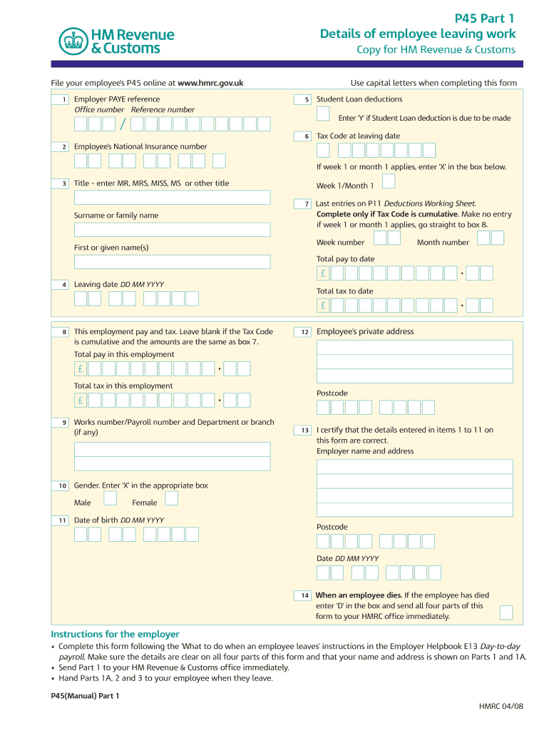 p45 form Preview on Page 1.