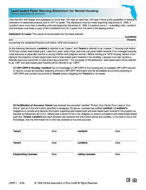 Lead-Based Paint Warning Statement for Rental Housing