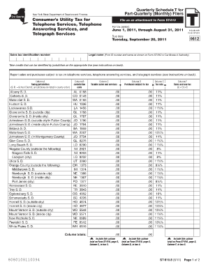 New York Quarterly Schedule T for Consumer's Utility Tax