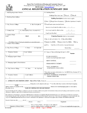 New York Annual Registration Summary
