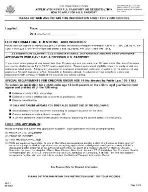 US Passport Application Form DS-11