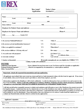 Rex Healthcare Financial Assistance Application