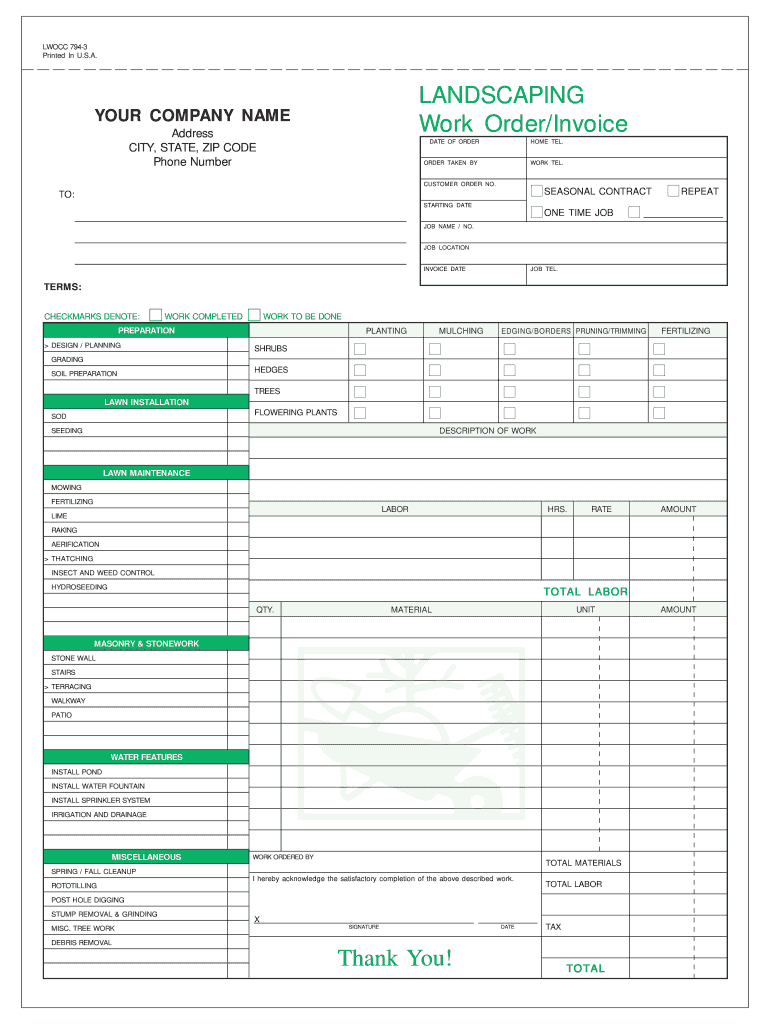 Landscaping Invoice Template - Fill Online, Printable, Fillable In Lawn Maintenance Invoice Template