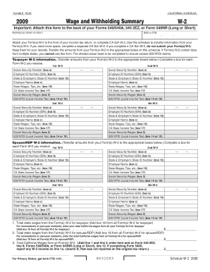 California Schedule W-2 2009