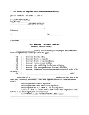 Motion for Temporary Order Domestic Relations
