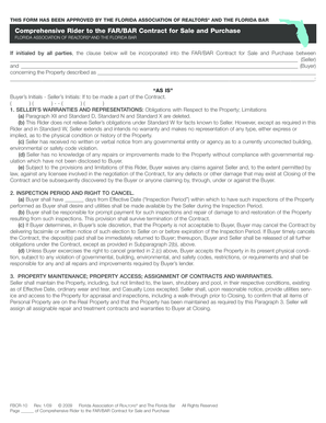 Comprehensive Rider to FAR/BAR Contract for Sale and Purchase