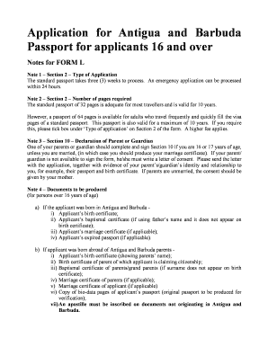 Antigua and Barbuda Passport Application Form