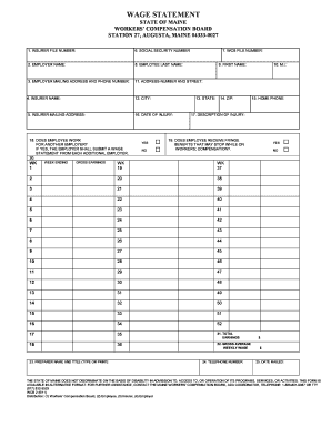 Maine Workers' Compensation Wage Statement