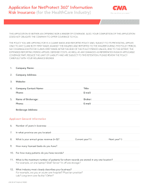 Application for NetProtect 360® Information Risk Insurance