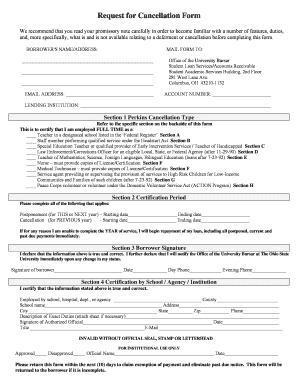 Perkins Loan Cancellation Form
