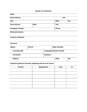 Sample Job Application Form