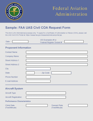 FAA UAS Civil COA Request Form