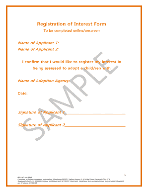 UK Adoption Registration of Interest Form