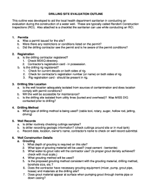Drilling Site Evaluation Outline