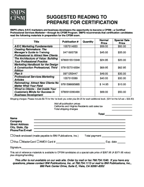 CPSM Certification Study Materials Order Form