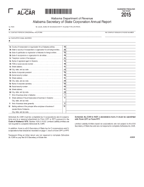 Alabama Corporation Annual Report Schedule AL-CAR