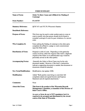 Order To Show Cause and Affidavit for Finding of Contempt