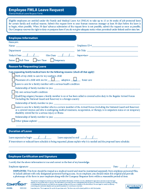 Employee FMLA Leave Request Form