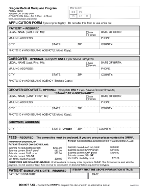 Oregon Medical Marijuana Program Application