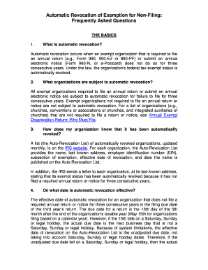 Automatic Revocation of Exemption for Non-Filing FAQ