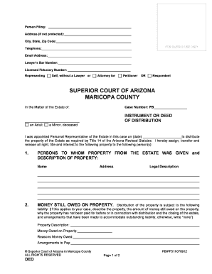 Arizona Deed of Distribution