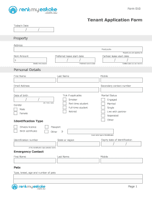 Tenant Application Form