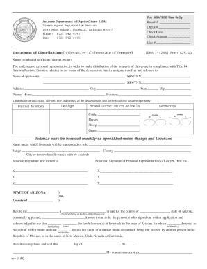 Arizona Livestock Brand Transfer Form
