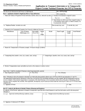 ATF Form 5320.20 Application to Transport NFA Firearms