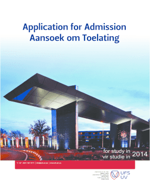 University of the Free State Application for Admission