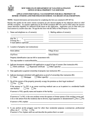 New York Senior Citizen Real Property Tax Exemption Application
